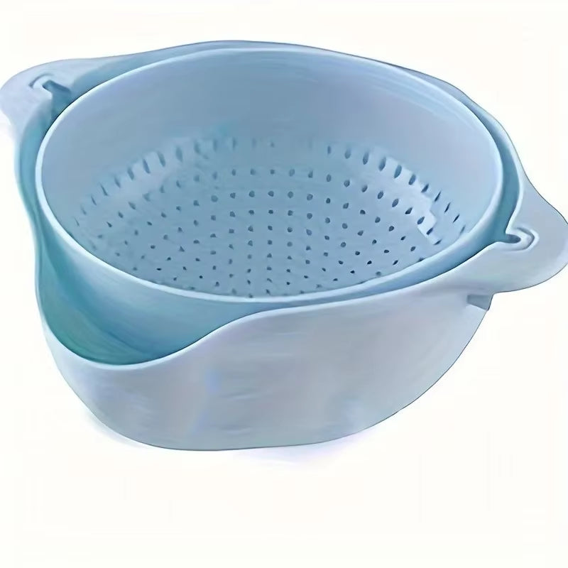 2Pcs Vegetable Wash Basket Kitchen Tool Home Use Drainage Basket Vegetable Wash Basket Rotating Double Layer