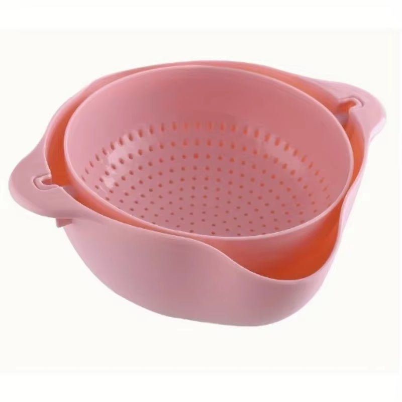 2Pcs Vegetable Wash Basket Kitchen Tool Home Use Drainage Basket Vegetable Wash Basket Rotating Double Layer